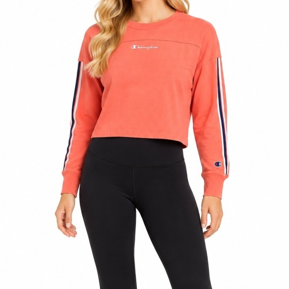 Champion Long Sleeve Tee Women XS Orange/Coral